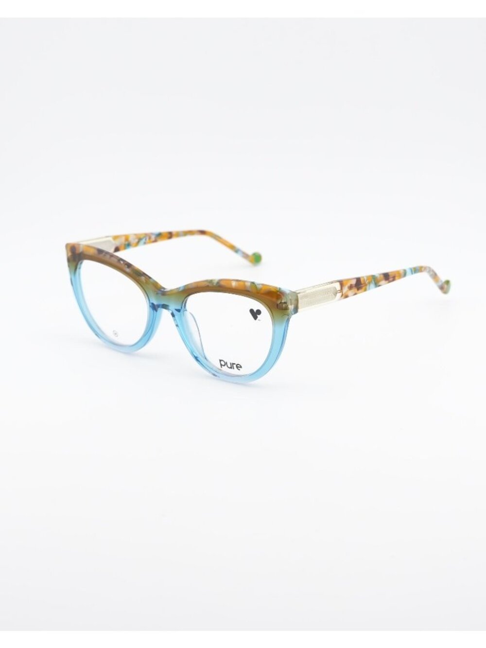 Pure P-7001 445 Eyeglasses Aqua Ombre 50mm Cat Eye Frame